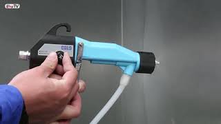 How does an electrostatic paint spray gun work [upl. by Aleuqahs]