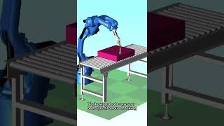 MotoSim simulation YASKAWA robot conveyor belt synchronous [upl. by Ahen]