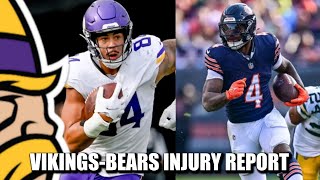 First VikingsBears Injury Report No Josh Oliver DAndre Swift DNP [upl. by Anaerol]