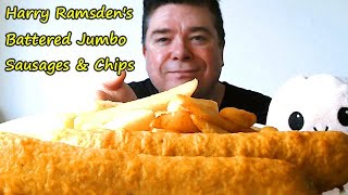 ASMR Mukbang  Harry Ramsdens Battered Jumbo Sausages amp Chips Theyre Fighting In The Street [upl. by Sweeney847]