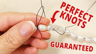 FOOLPROOF PEARL KNOTTING  Perfect knots with no tools  Beginners DIY Jewelry Tutorial [upl. by Salchunas627]