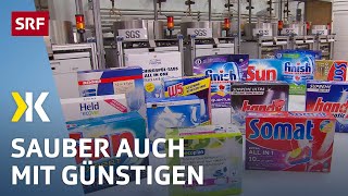 SpülTabs im Test Günstigste Tabs sorgen für sauberes Geschirr  2017  Kassensturz  SRF [upl. by Anitsim]