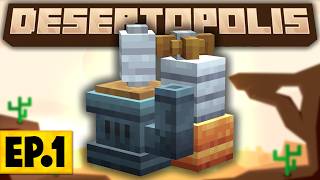 Minecraft Desertopolis  SURVIVING IN THE BLISTERING DESERT HEAT 1 Modded Questing Survival [upl. by Anitnatsnoc923]