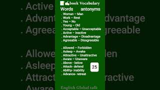 vocabulary antonyms synonyms learnenglish shorts words meaning [upl. by Napier]