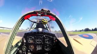 Spitfire onboard start engine run up and take off then landing 4 min [upl. by Phebe]