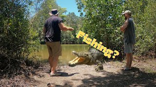 Cairns River Adventure Hand Reel Fishing in Crocodile Territory [upl. by Faxen595]