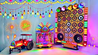 DIY Mini Dj Navratri Durga Pooja Gauri Ganesh Big Dj Truck Light Decoration gadi wala Chhota dj [upl. by Ariella]