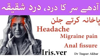 Iris Ver  Headache  Migraine Pain  Anal Fissure Burning during stool passing By Dr Tuqeer Akbar [upl. by Nwahsel]