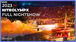 LIVE  2023 NitrOlympX FULL Nightshow  V8 Flames Burnouts Firework Drag Racing Hockenheimring [upl. by Nadler]