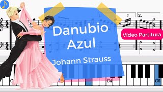 Danubio Azul  Johann Strauss  PARTITURA y TECLAS en PIANO 🎼🎶🎹 [upl. by Klug]