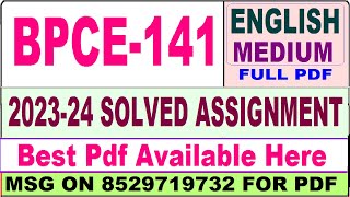 bpce 141 solved assignment 202324  bpce 141 solved assignment 2024 in English  ignou bpce 141 [upl. by Akilak]