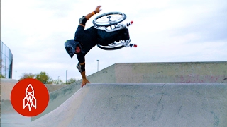 Wheelz in the Air Hitting the Skatepark on a Wheelchair [upl. by Sakovich]