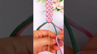 How to make daisy bracelet shorts braceletmaking macrametutorial diybracelet diy youtubeshorts [upl. by Paradies956]