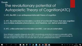 Feb 2017  Mario Villalobos  Radical enactivism and autopoietic theory of cognition [upl. by Aivat]