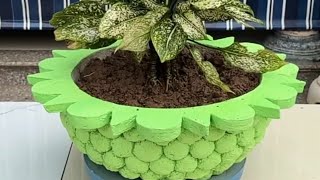 Creative Design Plant Pots From Styrofoam And Cementplantpots making craft flowerpots plantpots [upl. by Enirbas331]