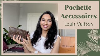 LOUIS VUITTON  POCHETTE ACCESSOIRES NM  REVIEW amp CHAT [upl. by Akeihsal]