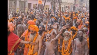 Nagababa welcome ceremony Harichandra Road Varanasi  Naga Sadu  varanasi monks  Aghori baba [upl. by Bick]