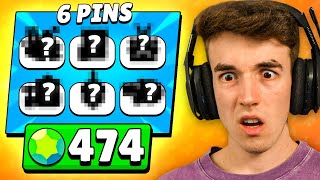 GASTO 474 GEMAS PARA COMPRAR 6 PINS en BRAWL STARS [upl. by Toy]