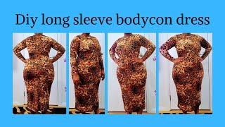 Diy long sleeve bodycon dresssewingpattern making [upl. by Bedad]