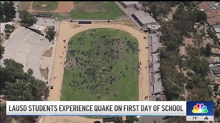 Earthquake interrupts first day of school for LAUSD [upl. by Arquit]