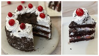 Black Forest Cake Recipe In Kadai  No Egg No Curd No Oven Bakery style Eggless Black Forest Cake [upl. by Flannery94]