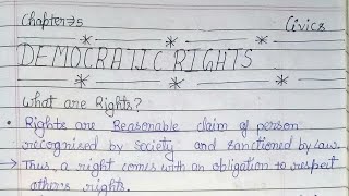 Class 9 civics chapter 5 notes  Democratic Rights class 9 with handwritten notes [upl. by Ahtnams833]