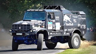 1000HP 10Ton Kamaz Dakar Truck Going Sideways Up The Goodwood Hill  125 Liter Diesel V8 [upl. by Ribble996]