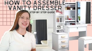 HOW TO ASSEMBLE VANITY DRESSERMIRROR  STEP BY STEP GUIDE [upl. by Husain885]