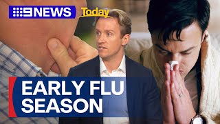 Flu season arrives early in Australia with reported statistic  9 News Australia [upl. by Drawyah]