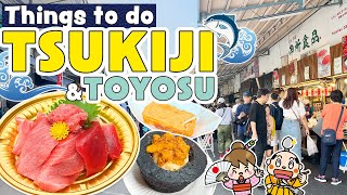 Things to do in Tokyo Tsukiji Fish Market amp Toyosu Senkyaku Banrai  Japan Street Food [upl. by Asirahc]