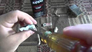 Zippo Lighter Maintenance Replacing Wick amp Flint  Refilling [upl. by Gonagle]