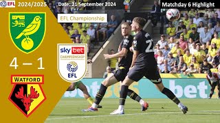 Norwich City 41 Watford Matchday 6 202425 EFL Championship Highlight [upl. by Trinia698]