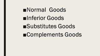 Normal Goods Inferior Goods Substitutes Goods Complements Goods [upl. by Liw92]