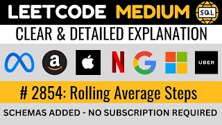 Leetcode MEDIUM 2854  Rolling Average Steps  Using ROWS BETWEEN in SQL  Everyday Data Science [upl. by Madelyn]