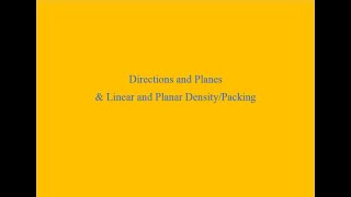 Directions and Planes amp Linear and Planar DensityPacking [upl. by Quita]