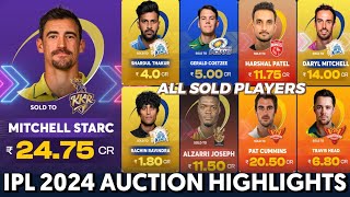 IPL 2024 AUCTION ALL SOLD PLAYERS LIST  IPL 2024 AUCTION HIGHLIGHTS [upl. by Alberik]