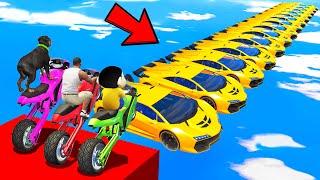 SHINCHAN AND FRANKLIN TRIED IMPOSSIBLE LAMBORGHINI GOLD CARS BRIDGE PARKOUR CHALLENGE GTA 5 [upl. by Elacim]