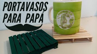 Regalo para papá  DIY  Portavasos con palitos de paleta 🍭  Pallet coaster [upl. by Irab]