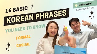 Learn 16 Must Know Basic Korean Phrases for Beginners  Study Korean Polite amp Casual [upl. by Latyrc]