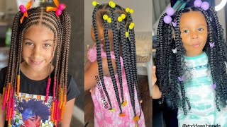 Kids Braiding Hairstyles With Beads Compilation 🦋🥰💜 [upl. by Liartnod783]