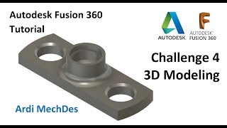 Autodesk Fusion 360 Tutorial  3D Solid Part Challenge 4 [upl. by Aicetel65]