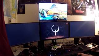 How does Quake Champions run in Nvidia Surround across 3 27 inch monitors [upl. by Enenstein]