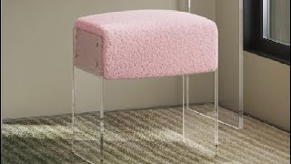 bitaycan Vanity Stool Chair and Foot Rest Modern Vanity Stool and Pouf Ottoman Review [upl. by Uhn628]