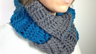 How to Loom Knit an Infinity Scarf in Elongated Stitch using a Round Loom DIY Tutorial [upl. by Inanak631]