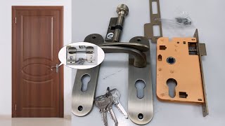 Door handle lock set  Doorset mortise lock set  Mortise handle lock with cylinder and three keys [upl. by Buckie]