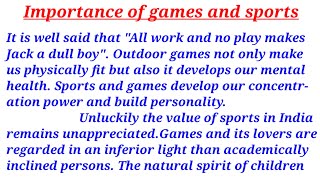 Importance of games and sports Article in englishimportanceofgamesandsports [upl. by Orva]