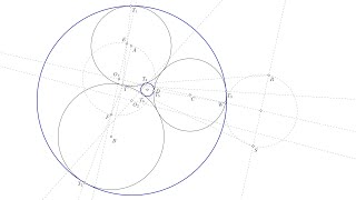 Circunferencia tangente a tres circunferencias tangentes entre si [upl. by Gnuhp]