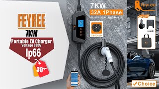 feyree 7KW 32A Adjustable EV Charger GBT Socket APP Bluetooth Version Set Charging Time EVSE Chargin [upl. by Faith]