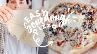 Easy sourdough pizza dough recipe  no yeast [upl. by Acirdna]