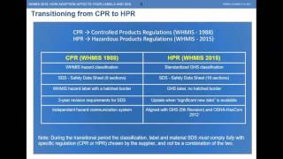 WHMIS 2015 How adoption affects your Labels and SDSs [upl. by Robertson]